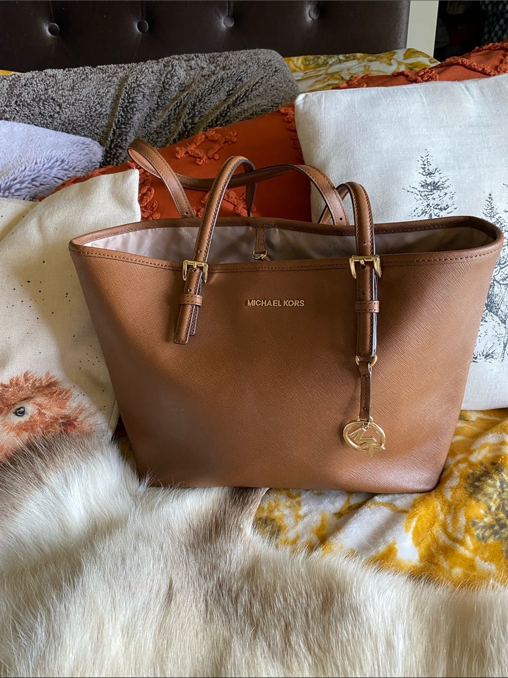 Michael Kors Saddle Brown Saffiano Leather Tote